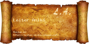 Leiter Anikó névjegykártya